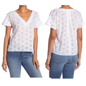Madewell Sundrift Eyelet Ruffle Sleeve Top Small